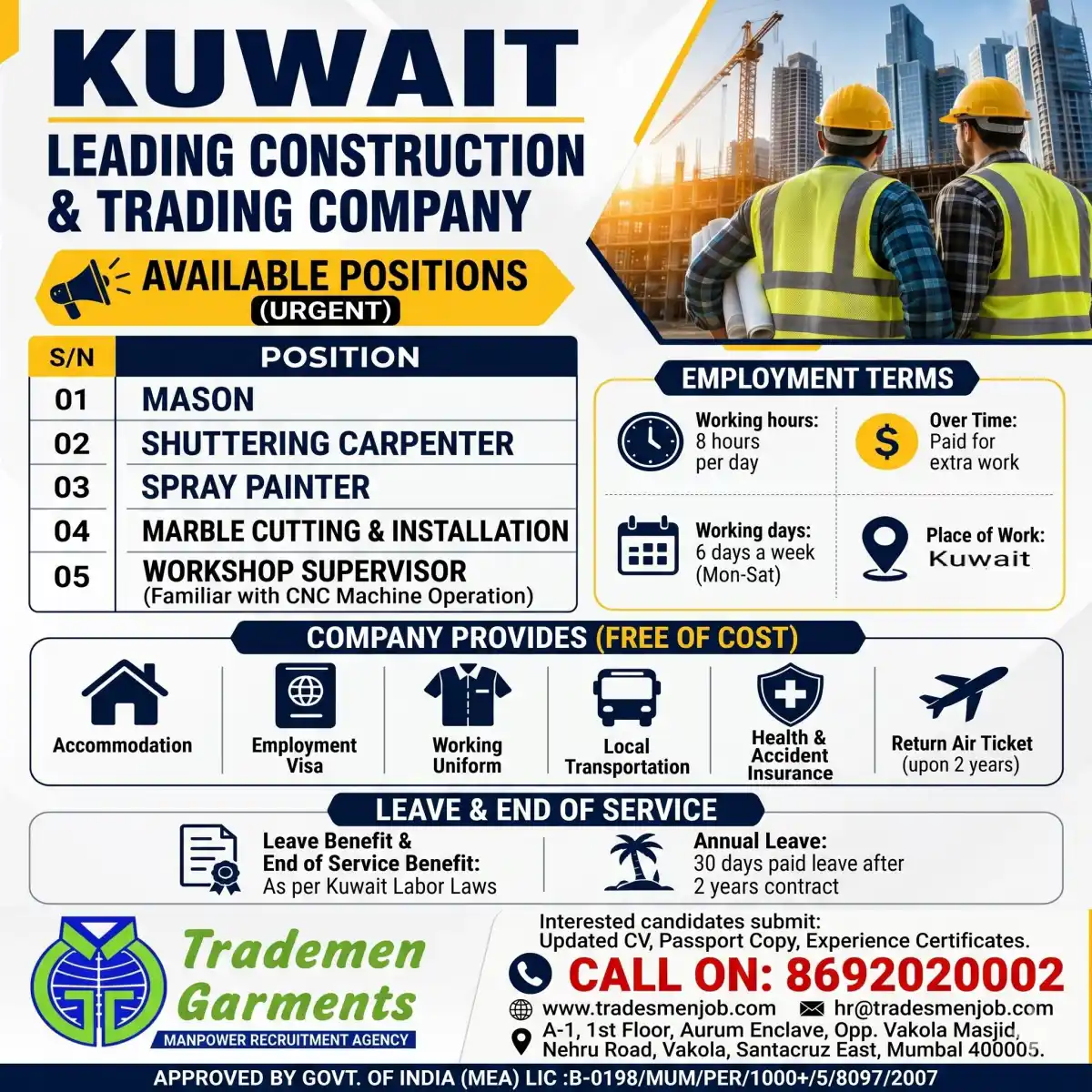 Kuwait Construction Jobs