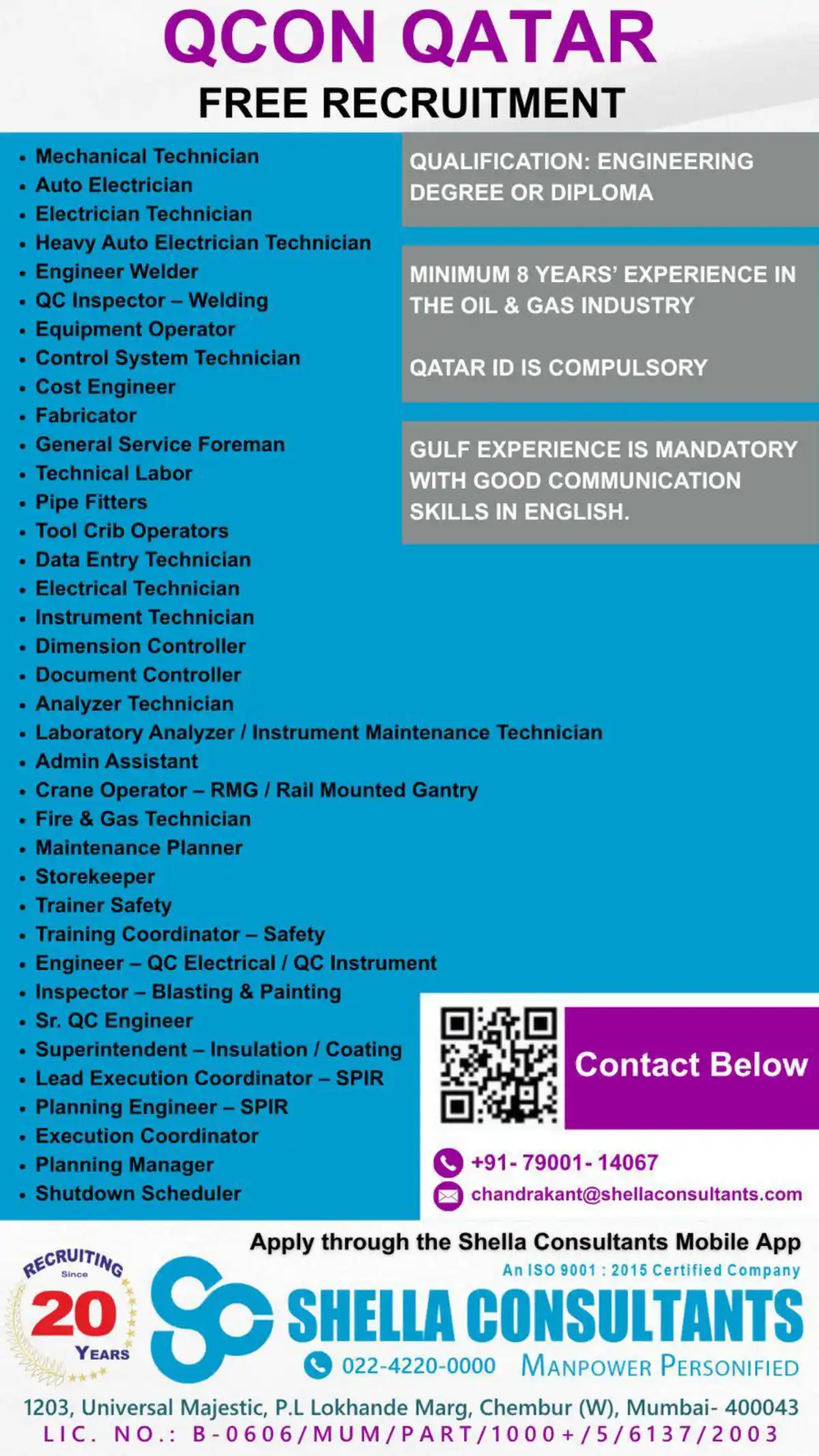 Mechanical Technician – Qatar