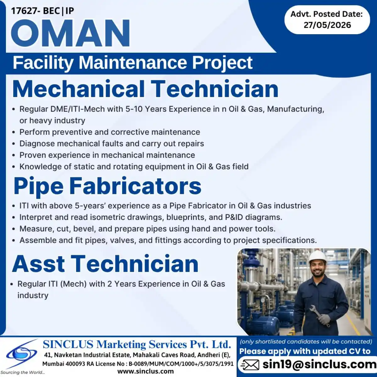 Oman Facility Maintenance Jobs
