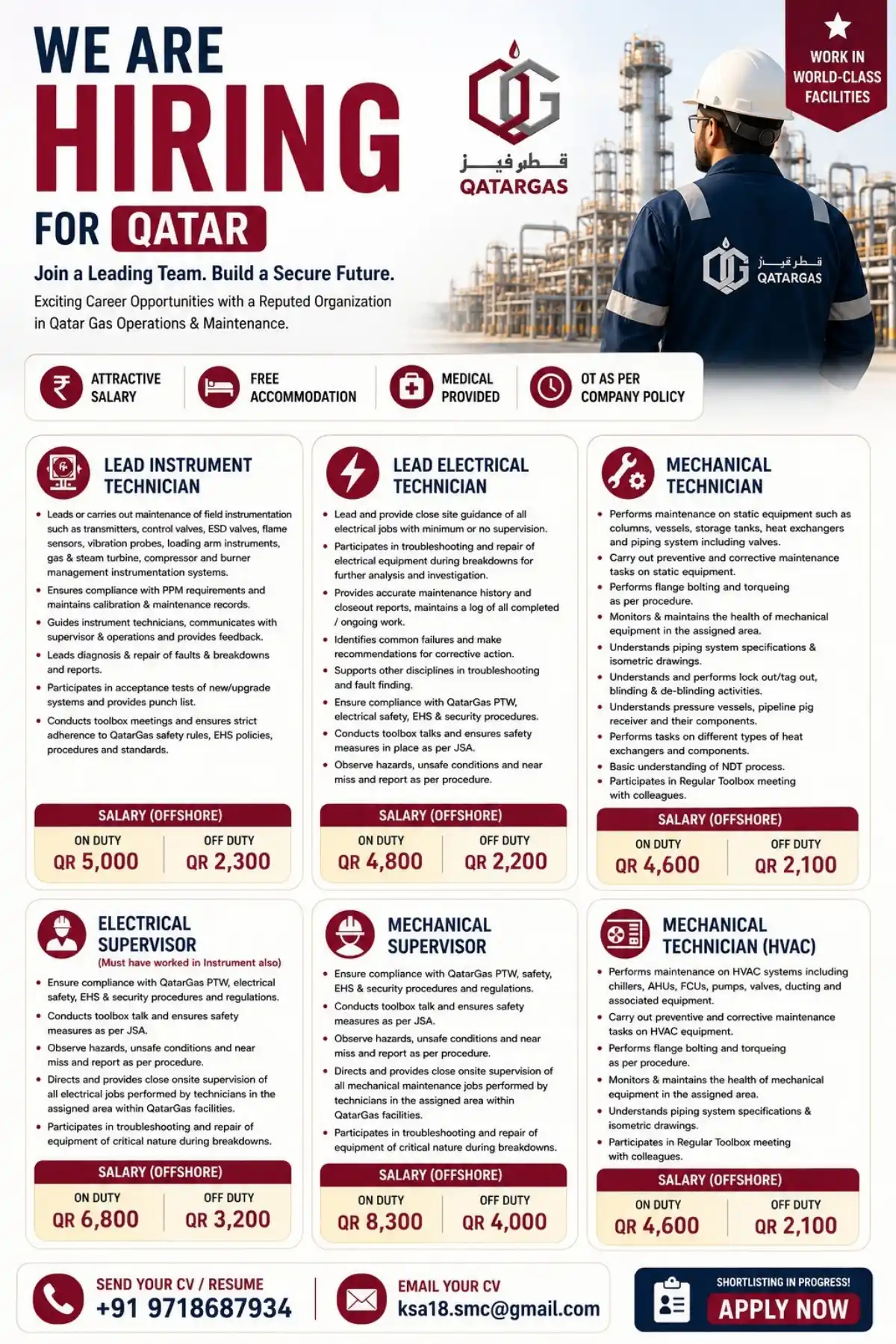 Qatar Gas Technical Jobs