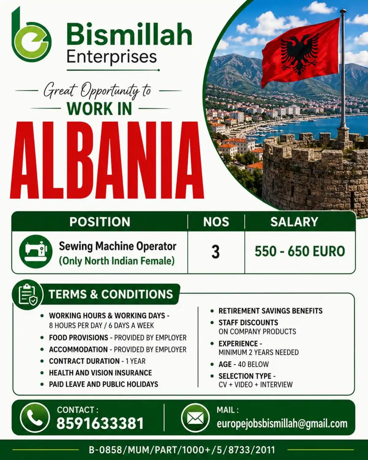 Sewing Machine Operator – Albania