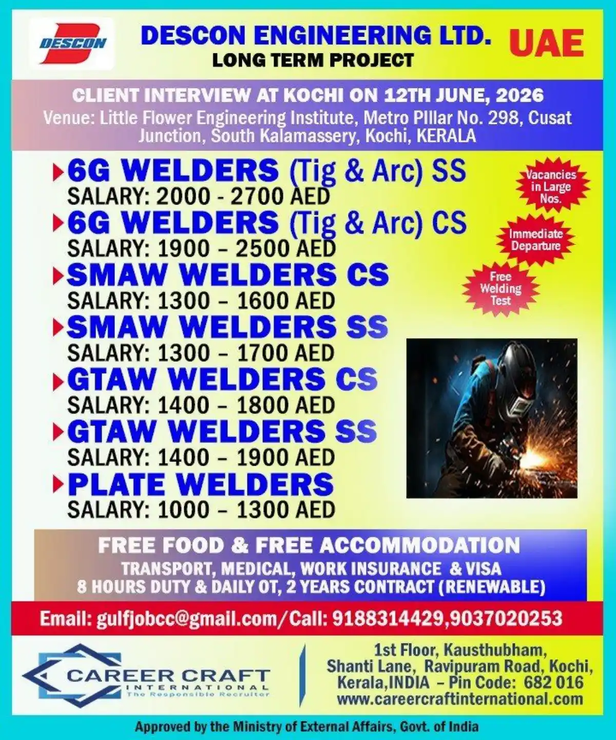 6G Welder Jobs UAE – Interview 12th June 2026