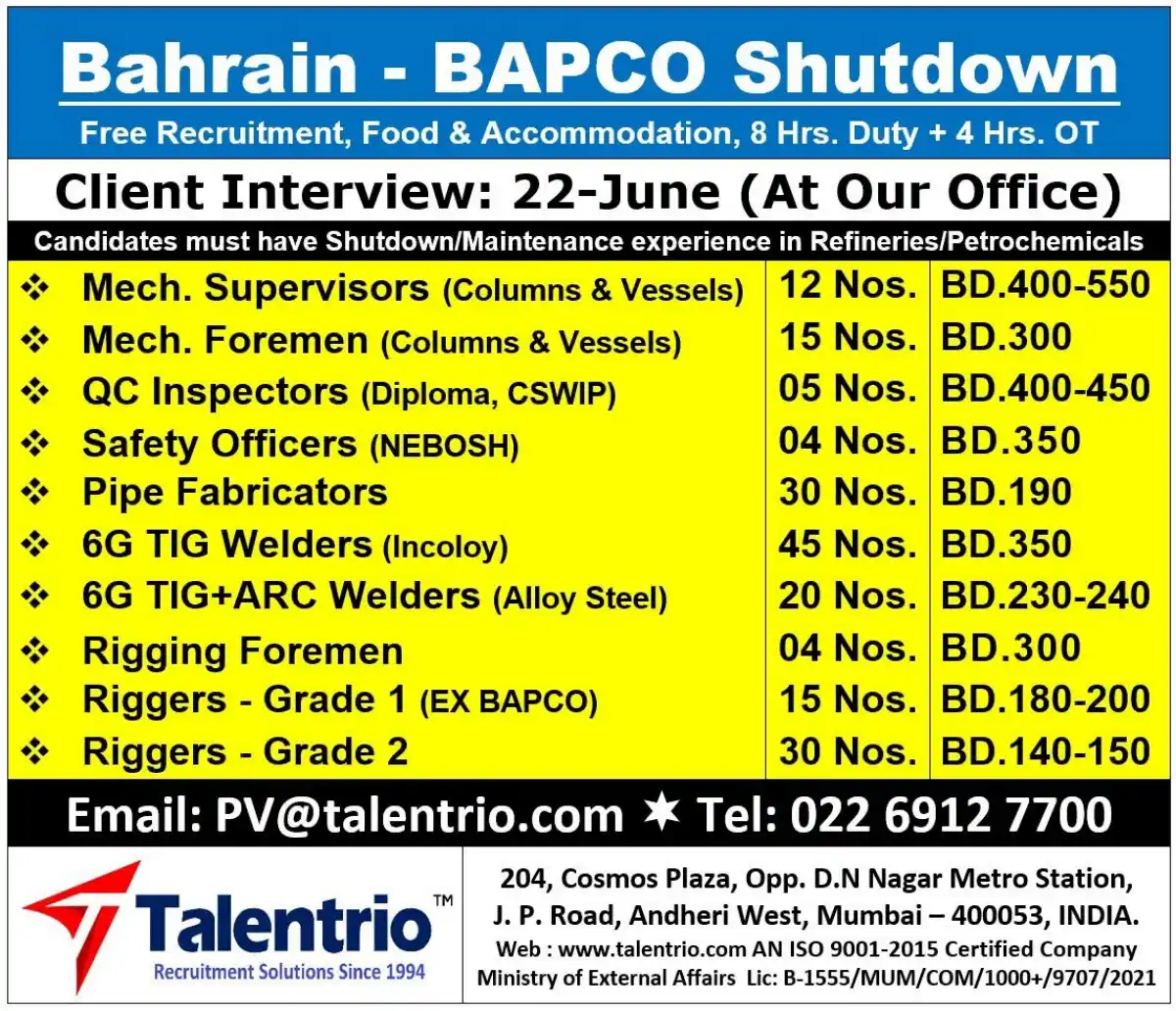 BAPCO Shutdown Jobs