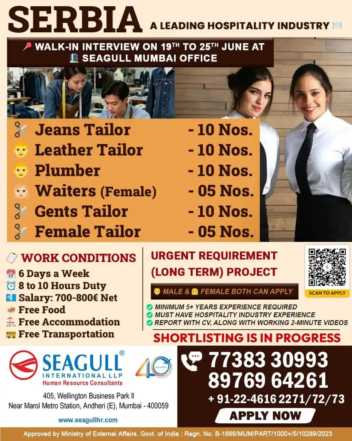 Walk-in Interview: Serbia Hospitality Jobs
