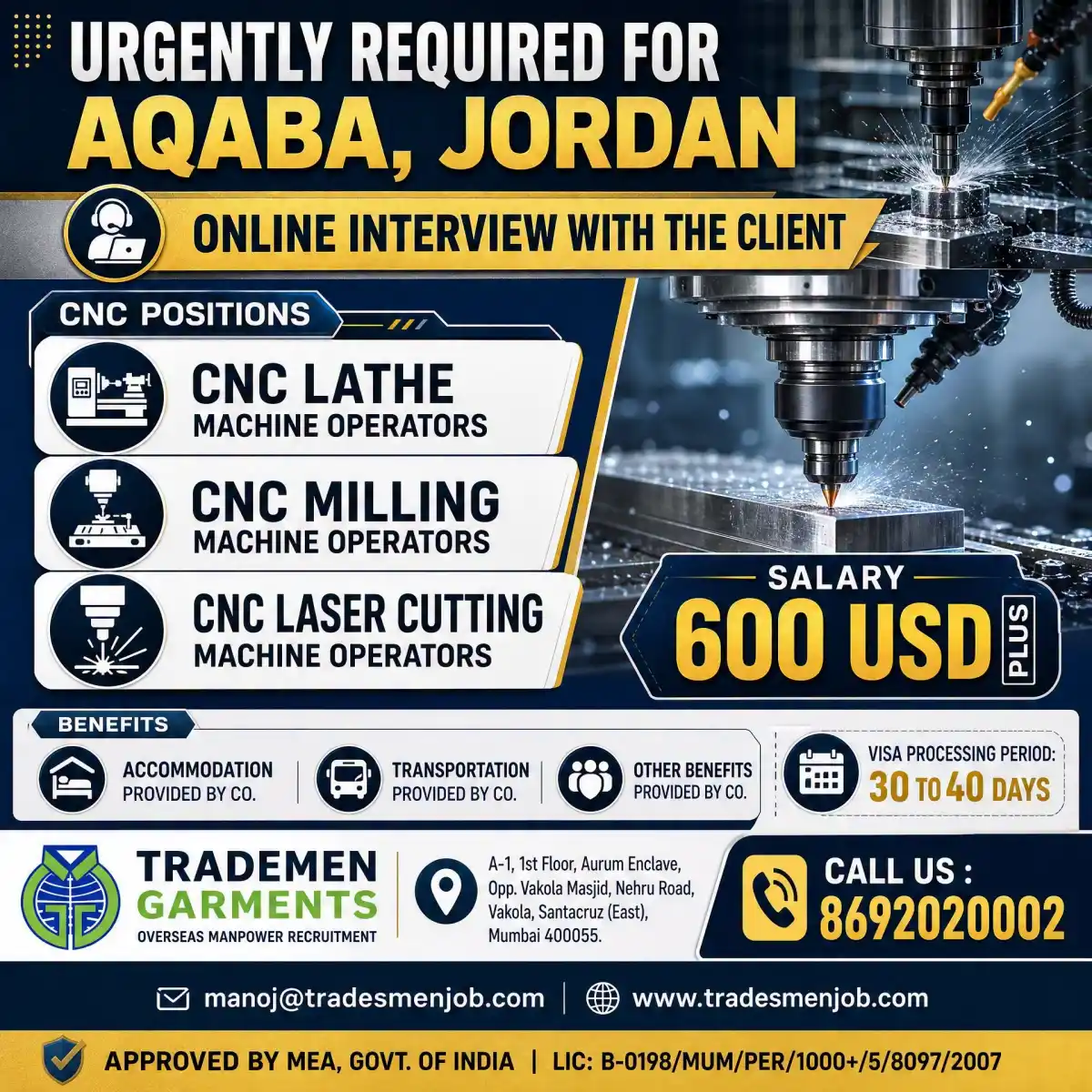 CNC Operators Jordan