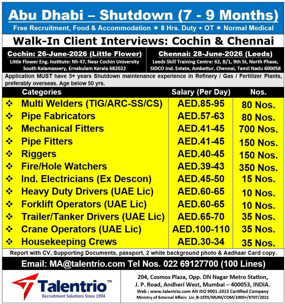 Abu Dhabi Shutdown Jobs 2026