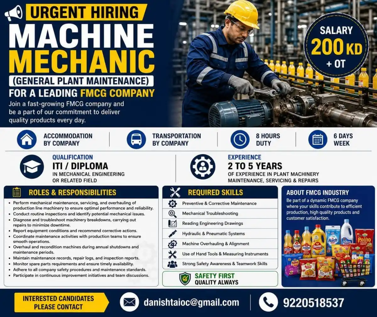 Machine Mechanic (FMCG)