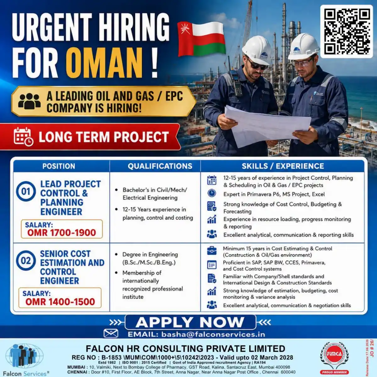 Urgent Hiring Oman Oil & Gas Engineers