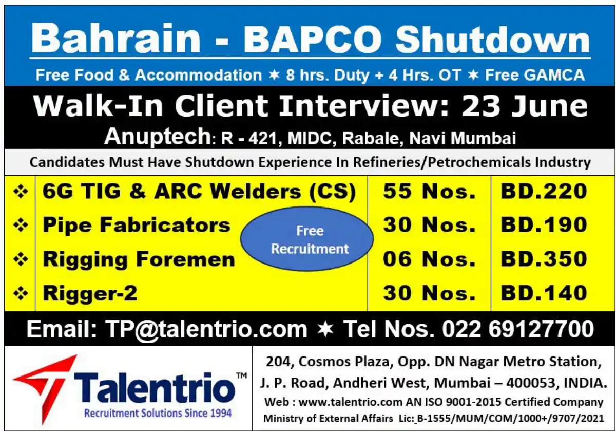 BAPCO Shutdown Walk-In Interview