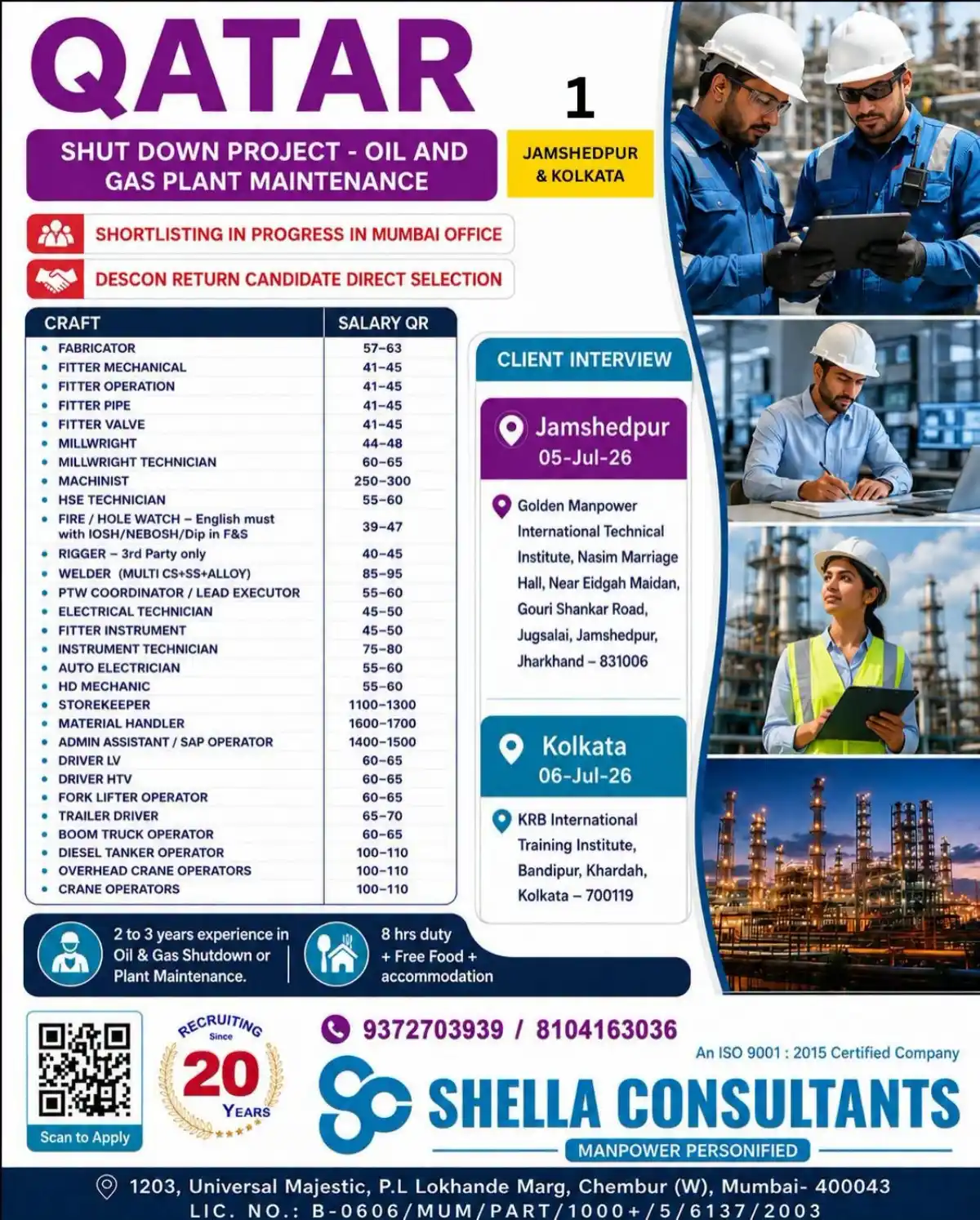 Qatar Shutdown Jobs – Walk-In July 2026