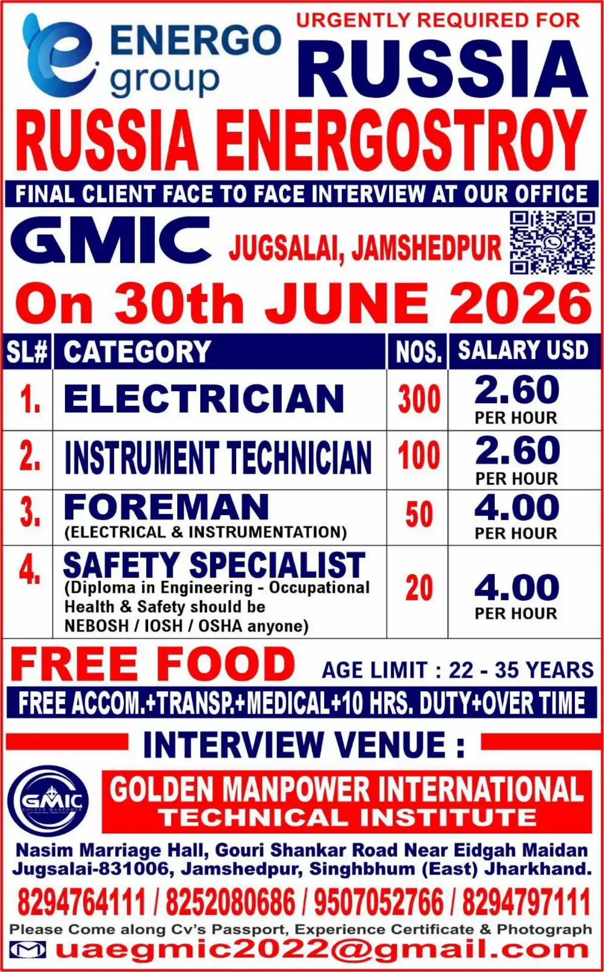 Russia Energostroy Jobs 2026