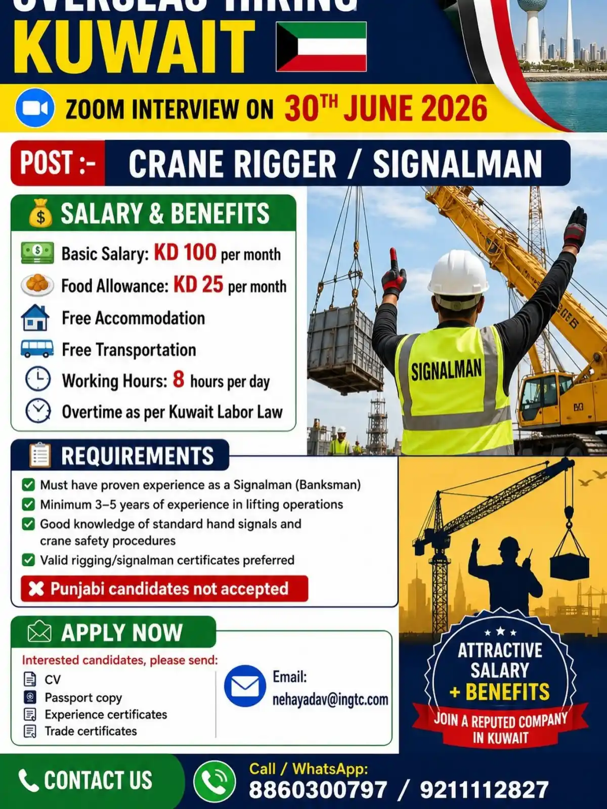 Crane Rigger Signalman Kuwait