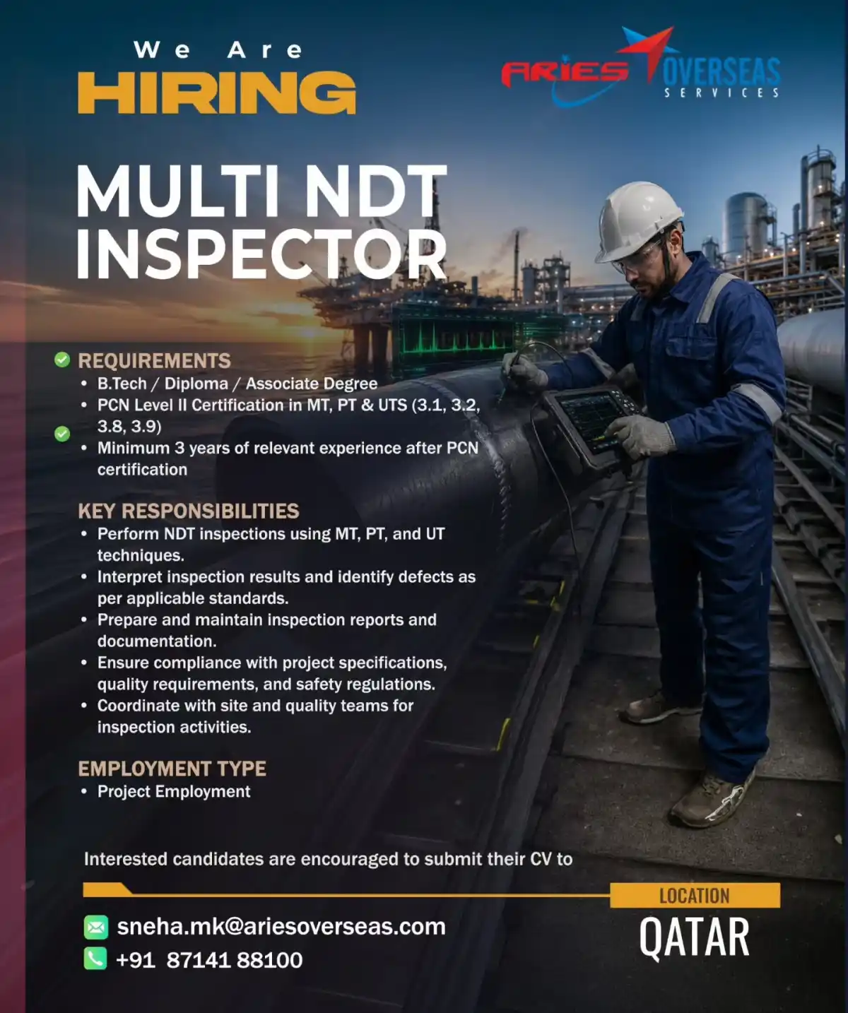Multi NDT Inspector – Qatar