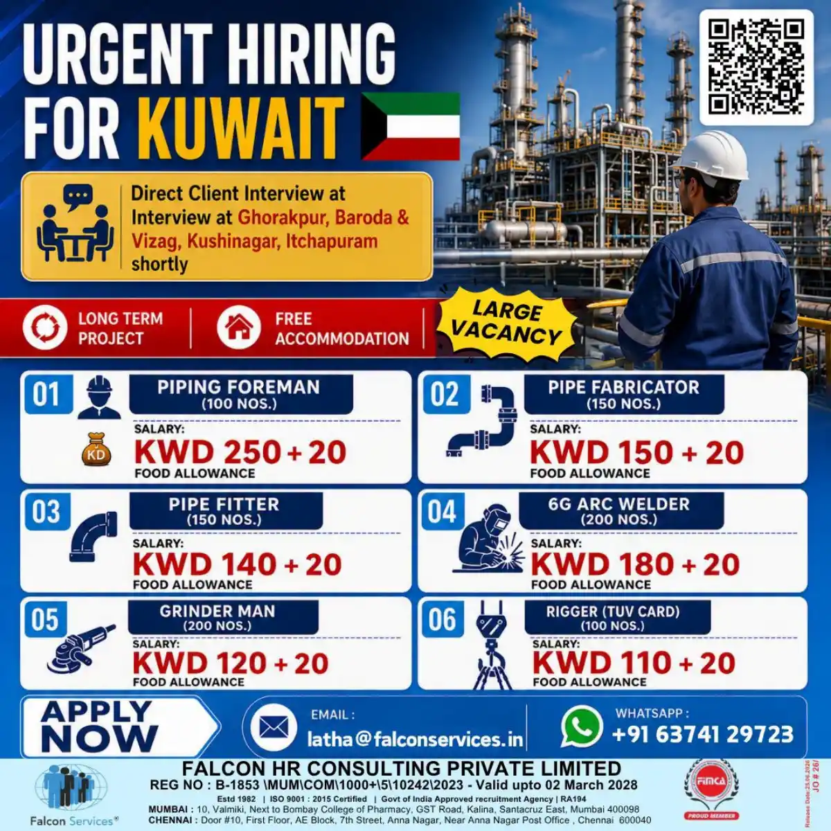 Kuwait Piping & Welding Jobs – Direct Interview