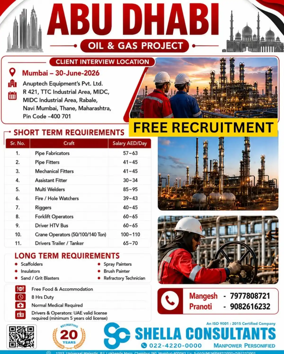 Abu Dhabi Oil & Gas Jobs – Free Recruitment
