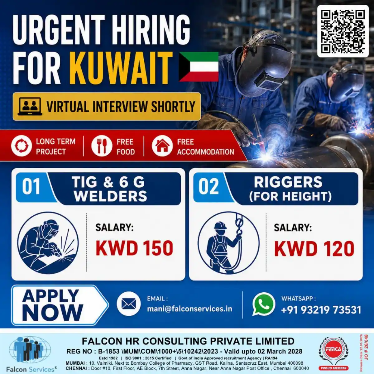 Kuwait Hiring: Welders & Riggers