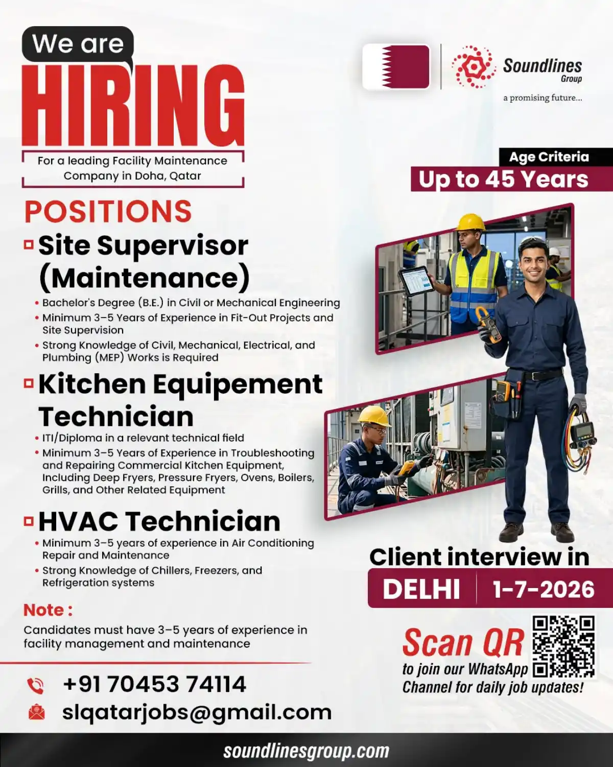 Hiring: Facility Maintenance Staff in Doha