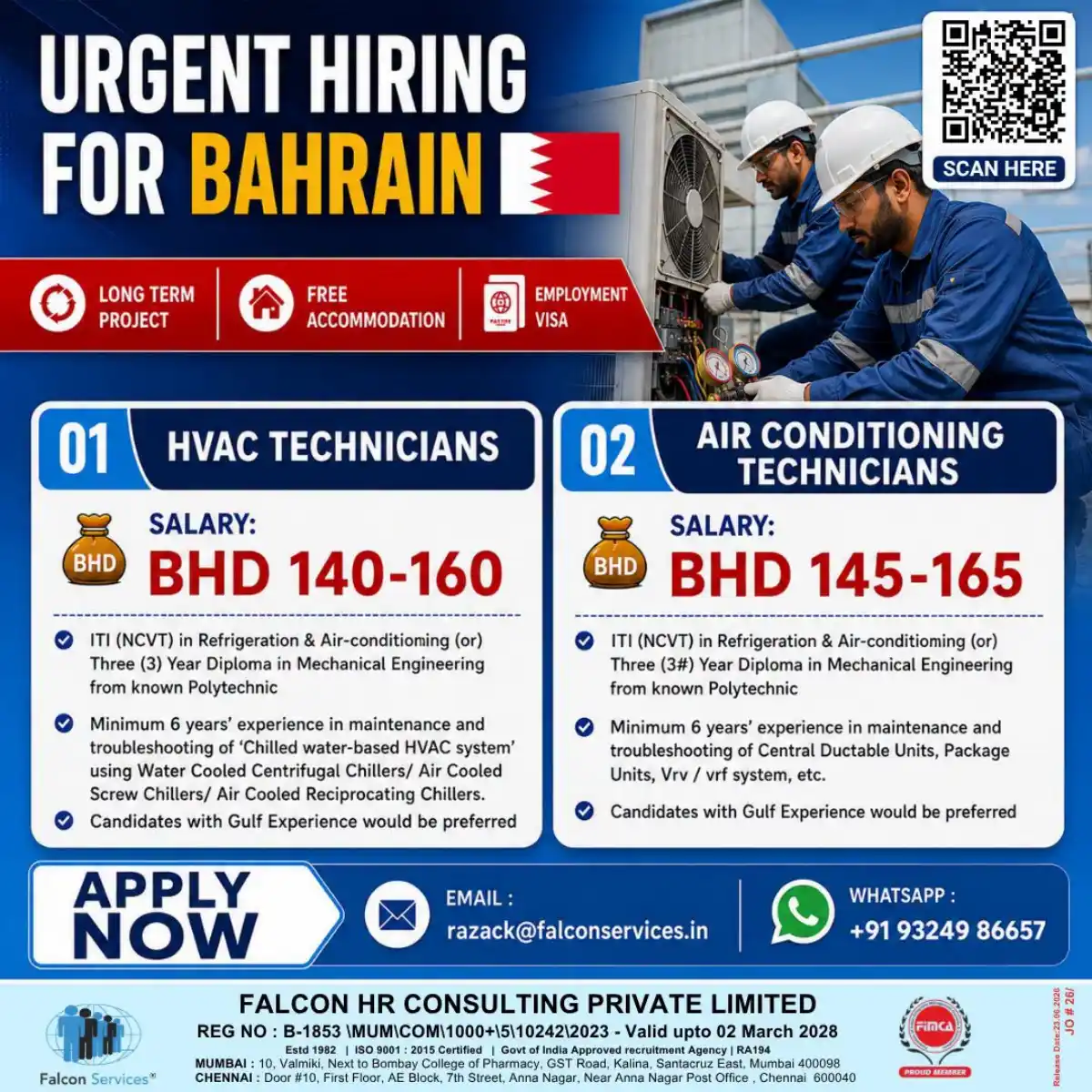HVAC & AC Technicians – Bahrain