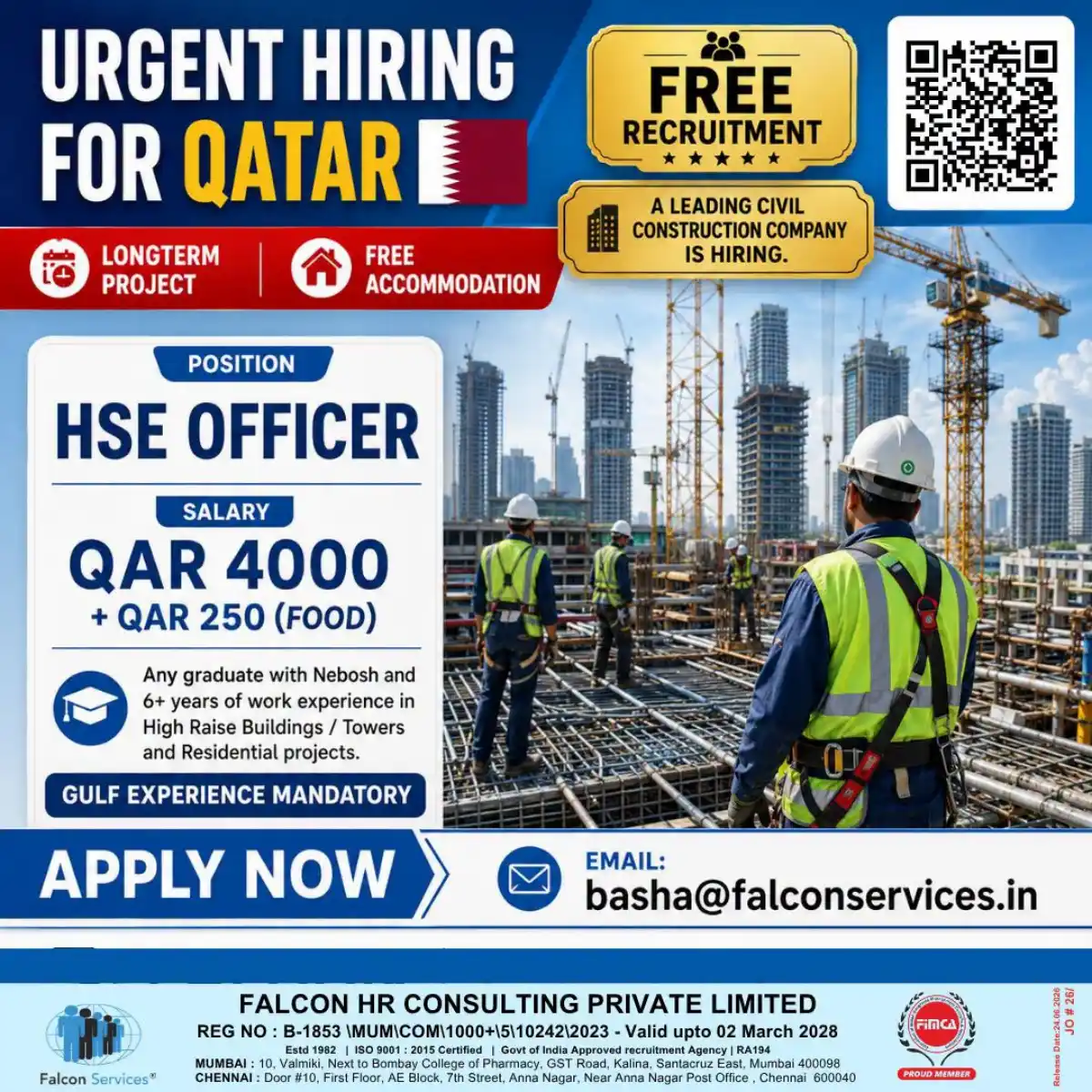 HSE Officer – Qatar (Free Accommodation)