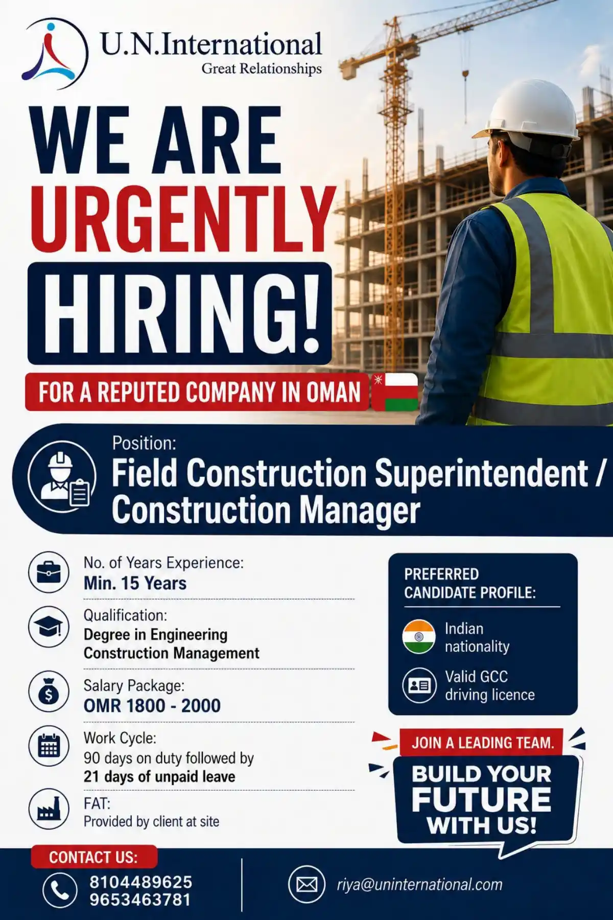 Field Construction Superintendent / Construction Manager