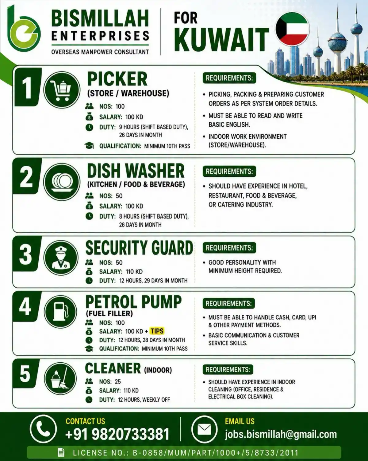 Kuwait Jobs at Bismillah Enterprises