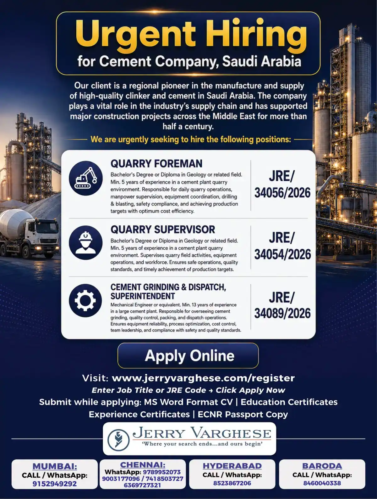 Cement Jobs Saudi Arabia