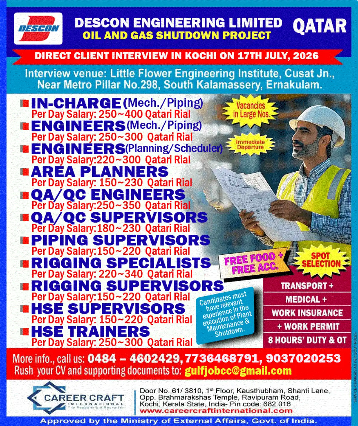 Descon Engineering Qatar Shutdown Jobs