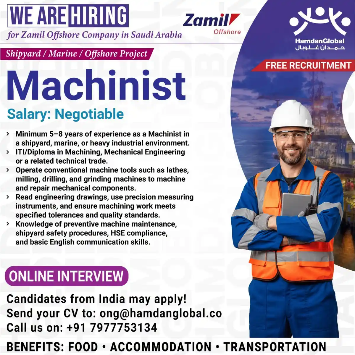 Machinist – Zamil Offshore