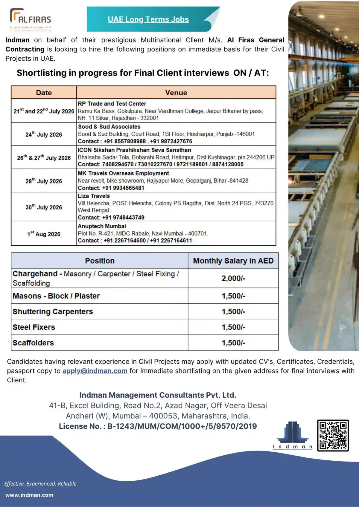 UAE Construction Jobs 2026 – Al Firas Hiring