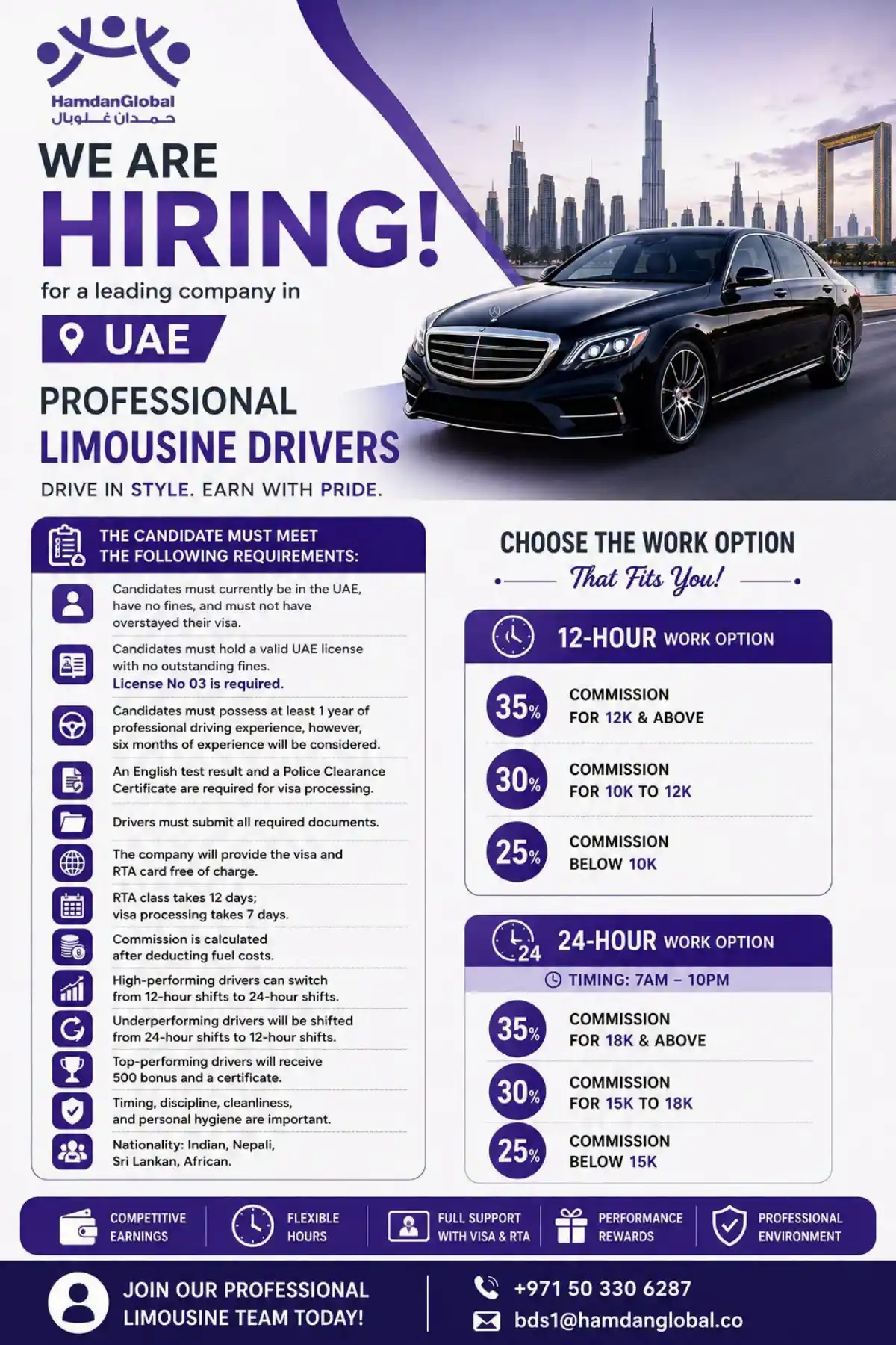 Professional Limousine Drivers Wanted