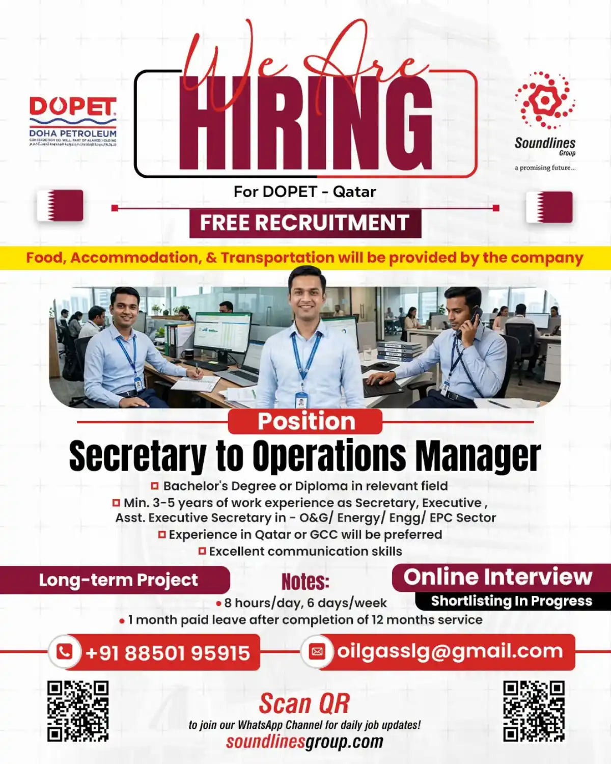 Secretary to Operations Manager – DOPET Qatar