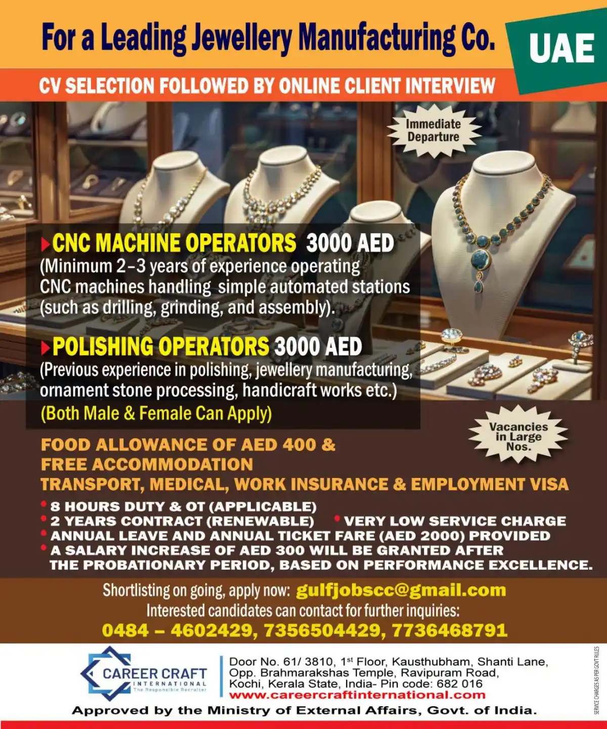 CNC Operators & Polishing Operators – UAE