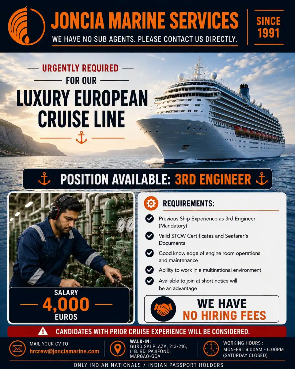 3rd Engineer – Cruise Line