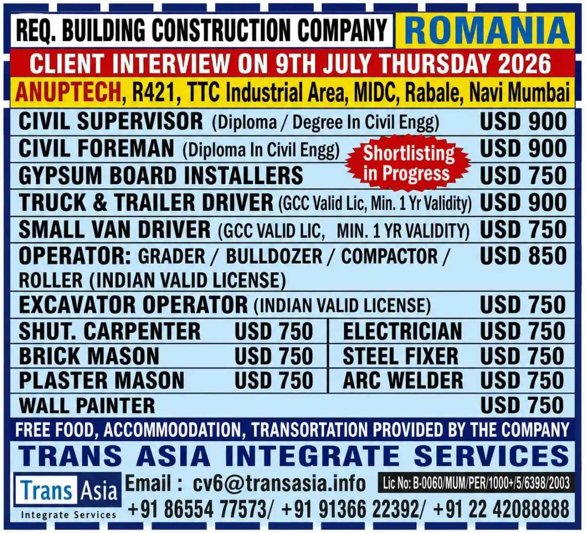 Construction Jobs Romania 2026