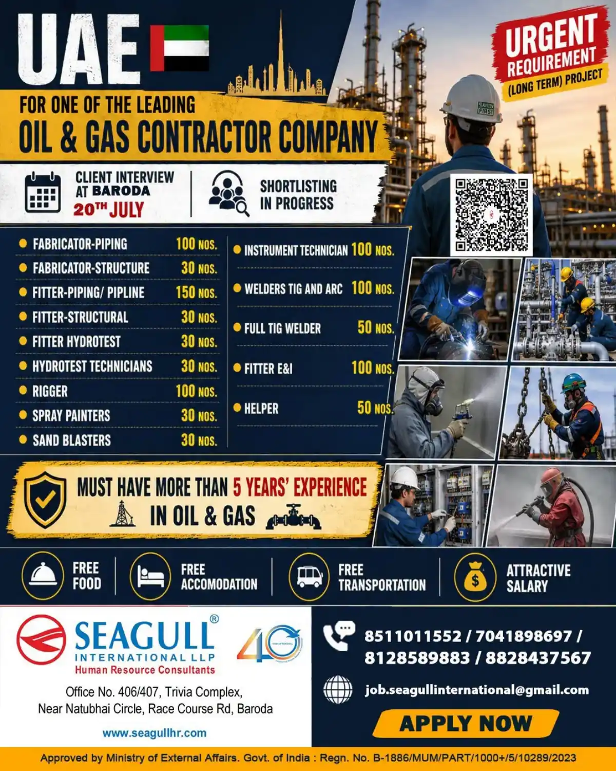 UAE Oil & Gas Jobs – Interview in Baroda