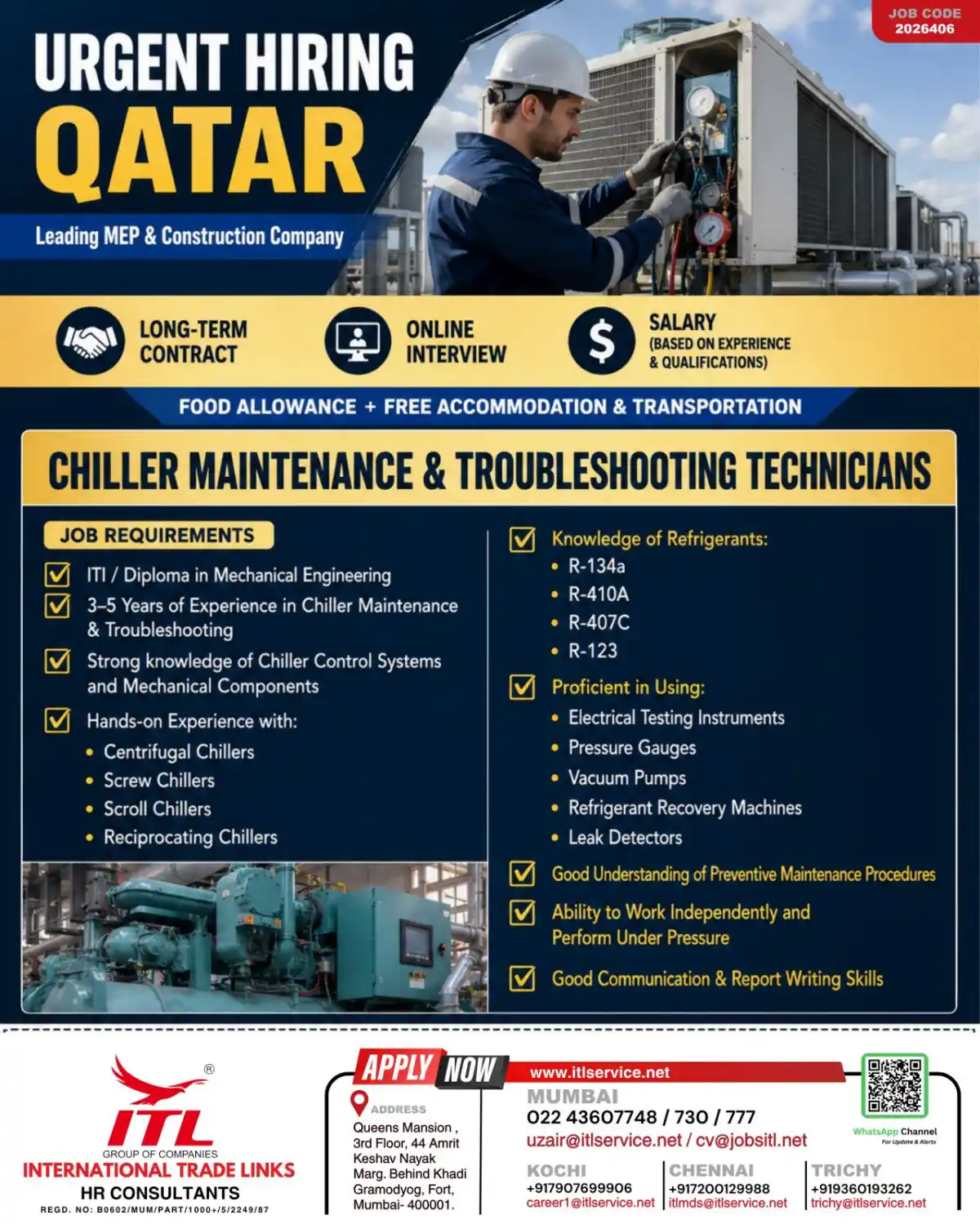 Chiller Technician – Qatar