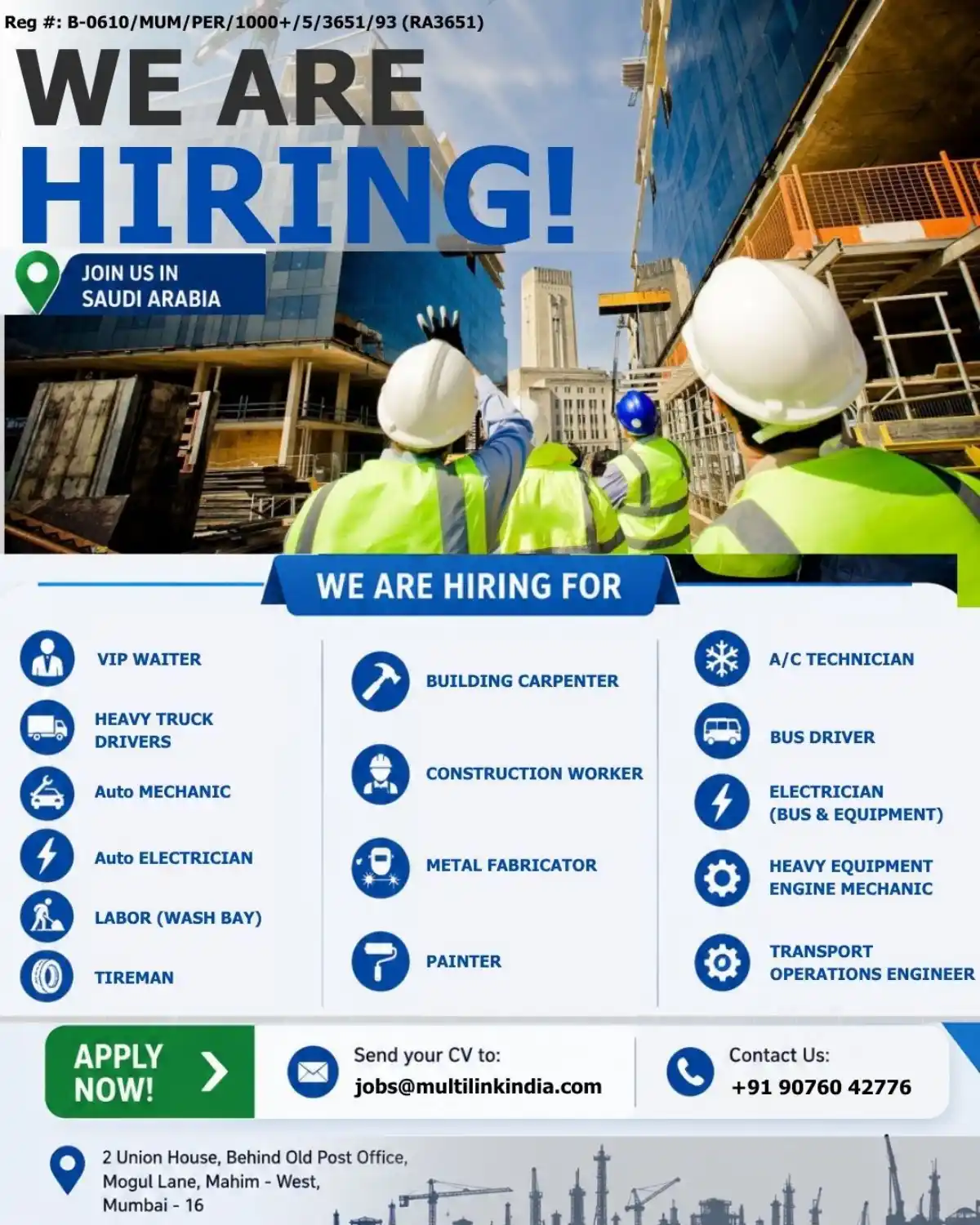 Hiring in Saudi Arabia – Multiple Positions