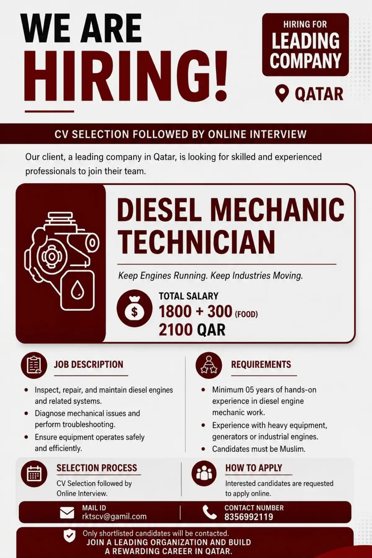 Diesel Mechanic – Qatar
