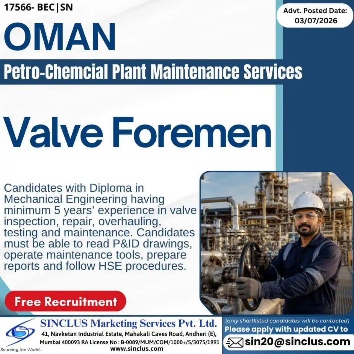Valve Foreman – Oman