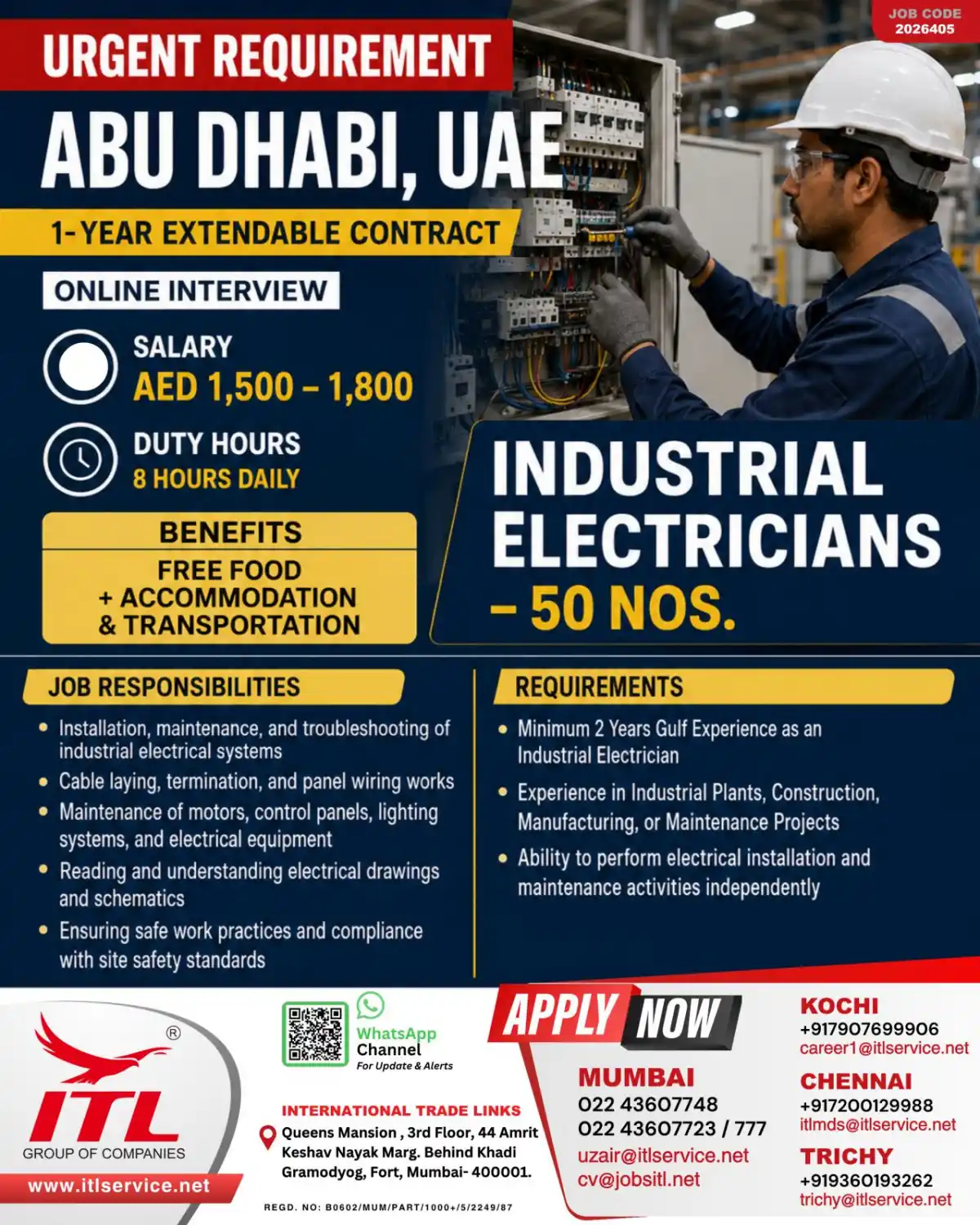 Industrial Electrician – Abu Dhabi