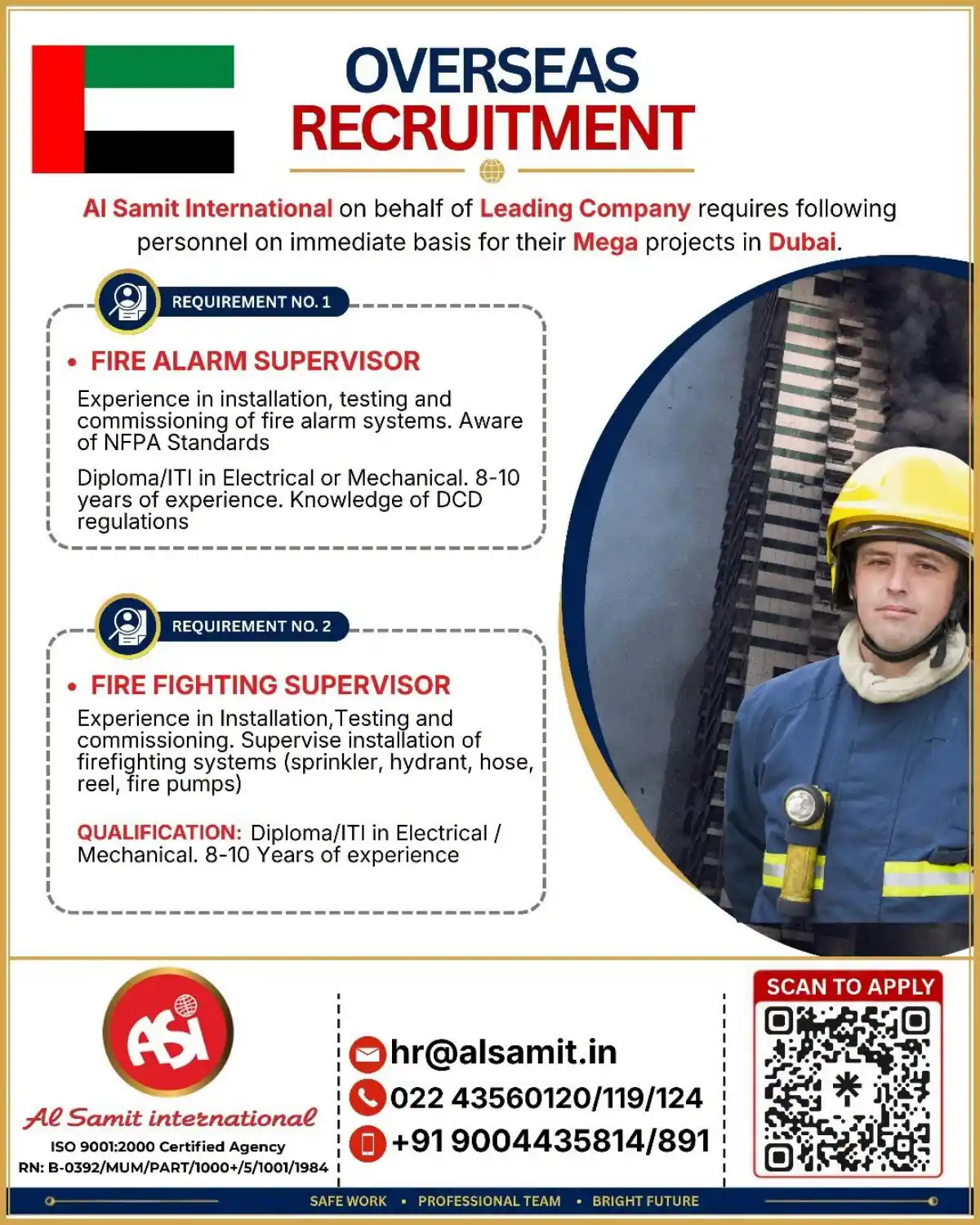 Fire Alarm & Fire Fighting Supervisor – Dubai