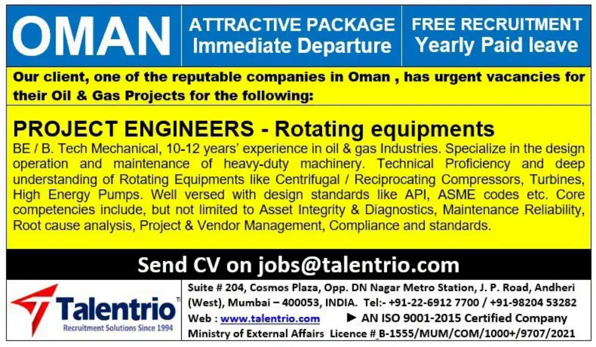 Project Engineer – Rotating Equipment
