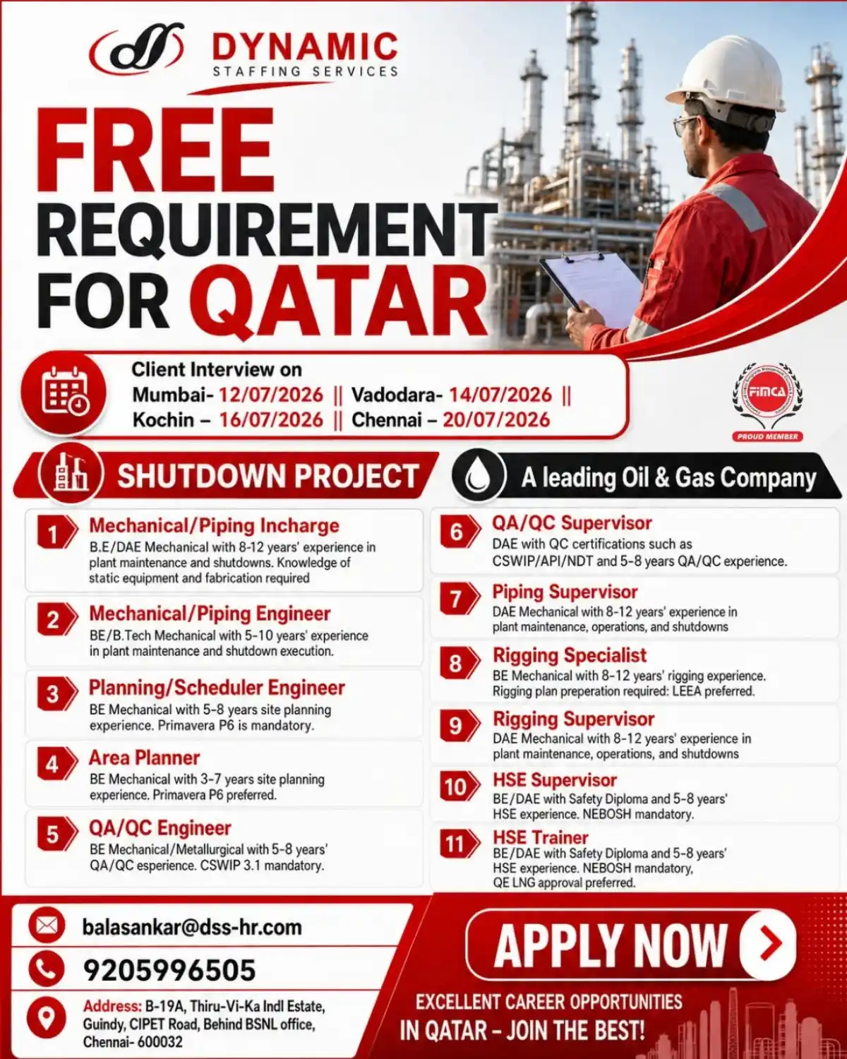 Qatar Shutdown Project Jobs