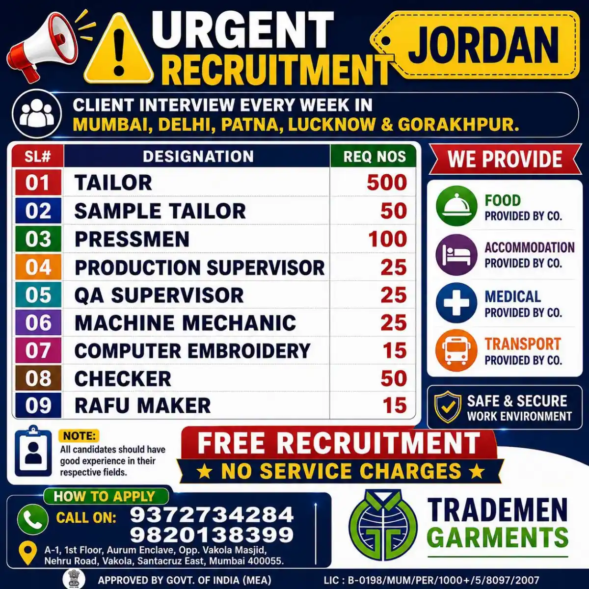 Tailor Recruitment Jordan