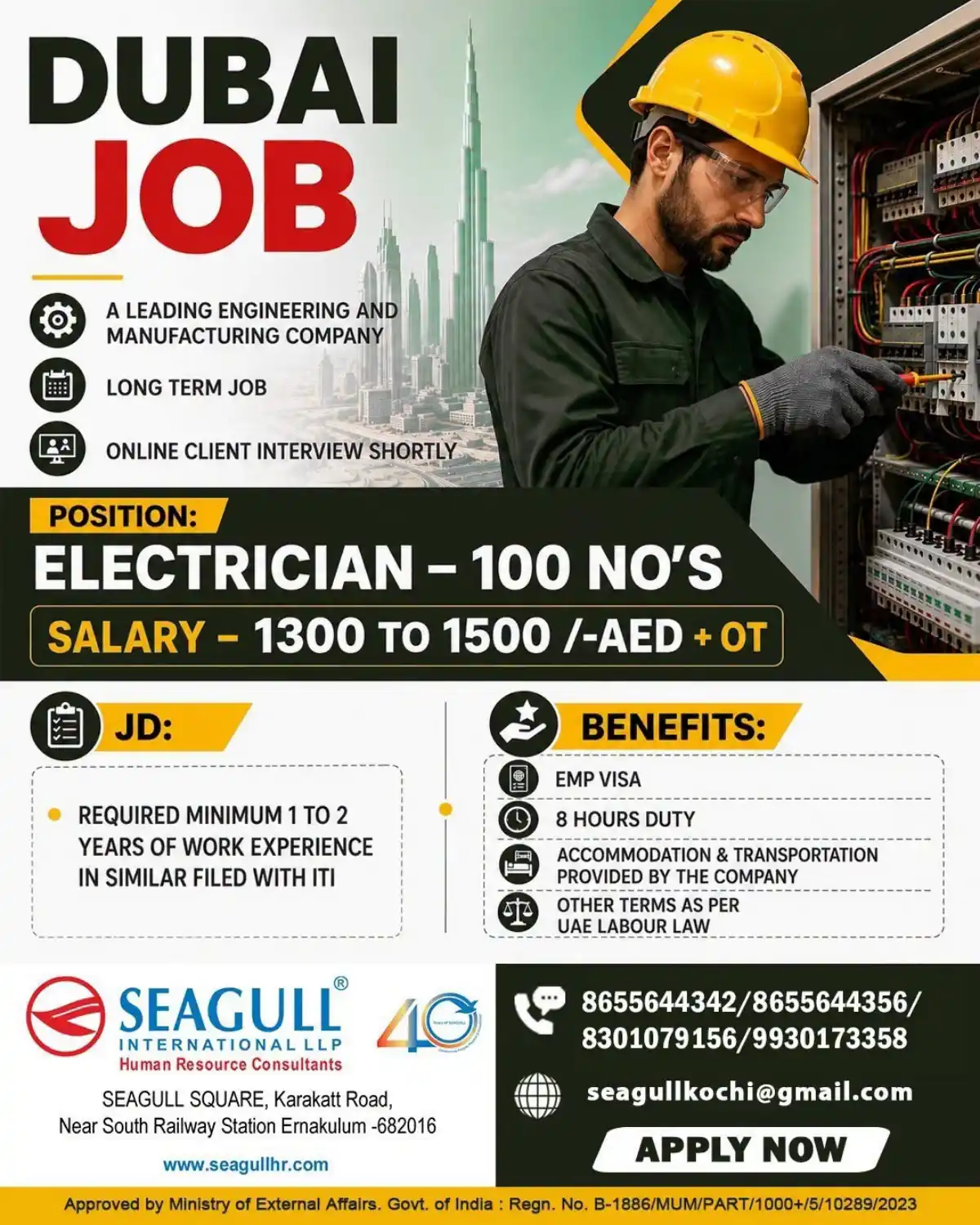Electrician Jobs Dubai 100 Openings
