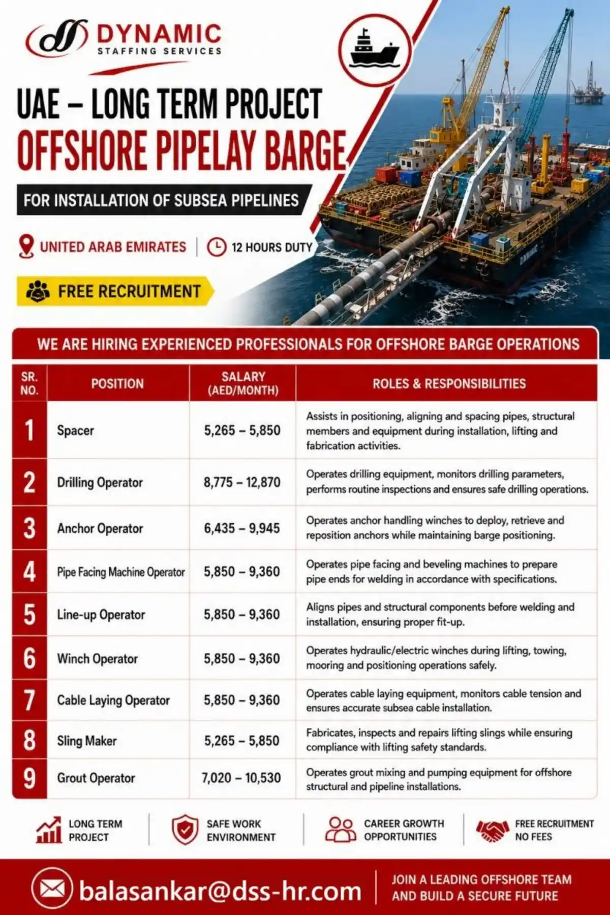 Offshore Pipelay Barge Jobs in UAE