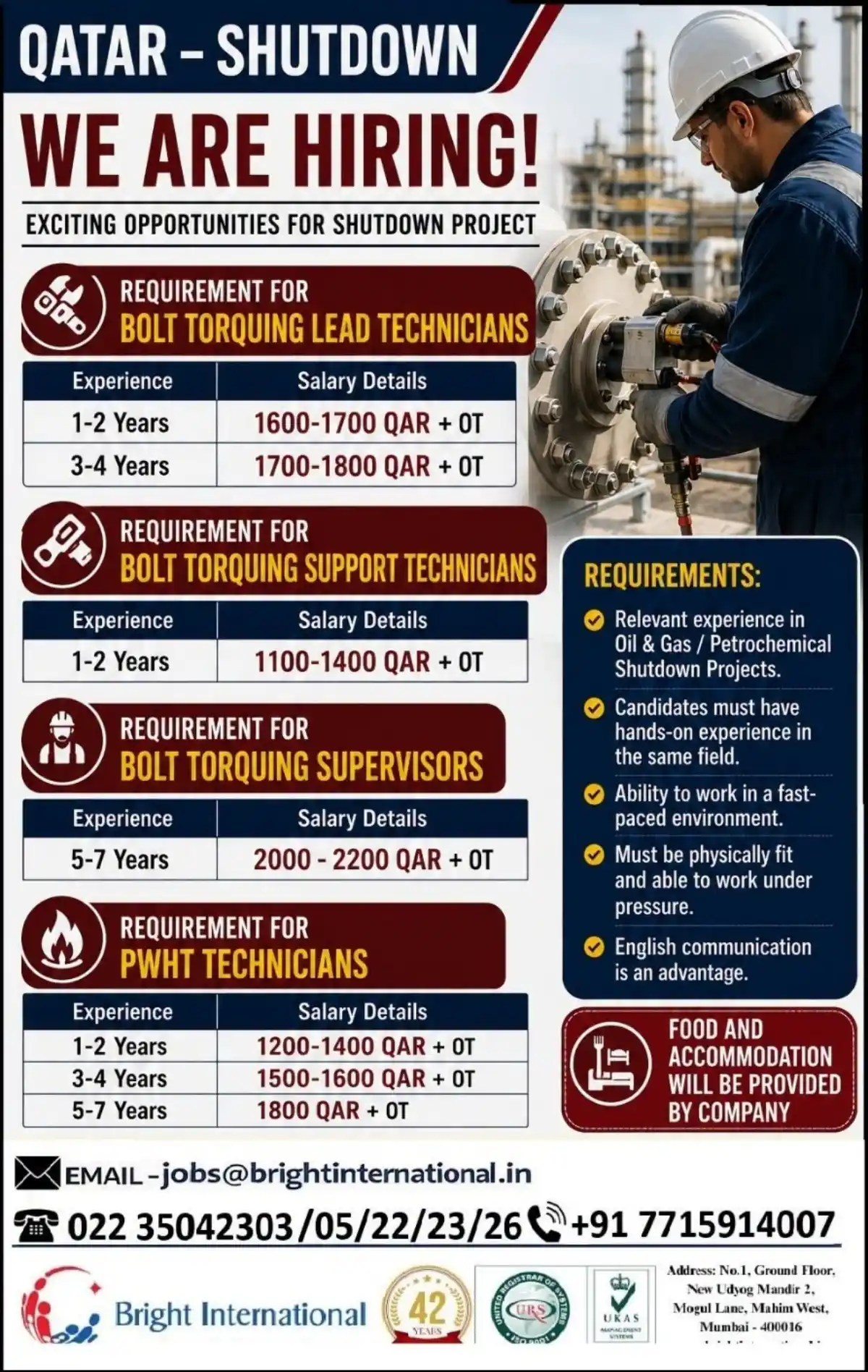 Qatar Shutdown Project Hiring