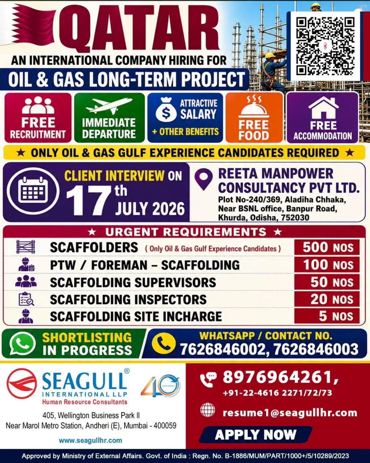 Scaffolding Jobs Qatar July 2026