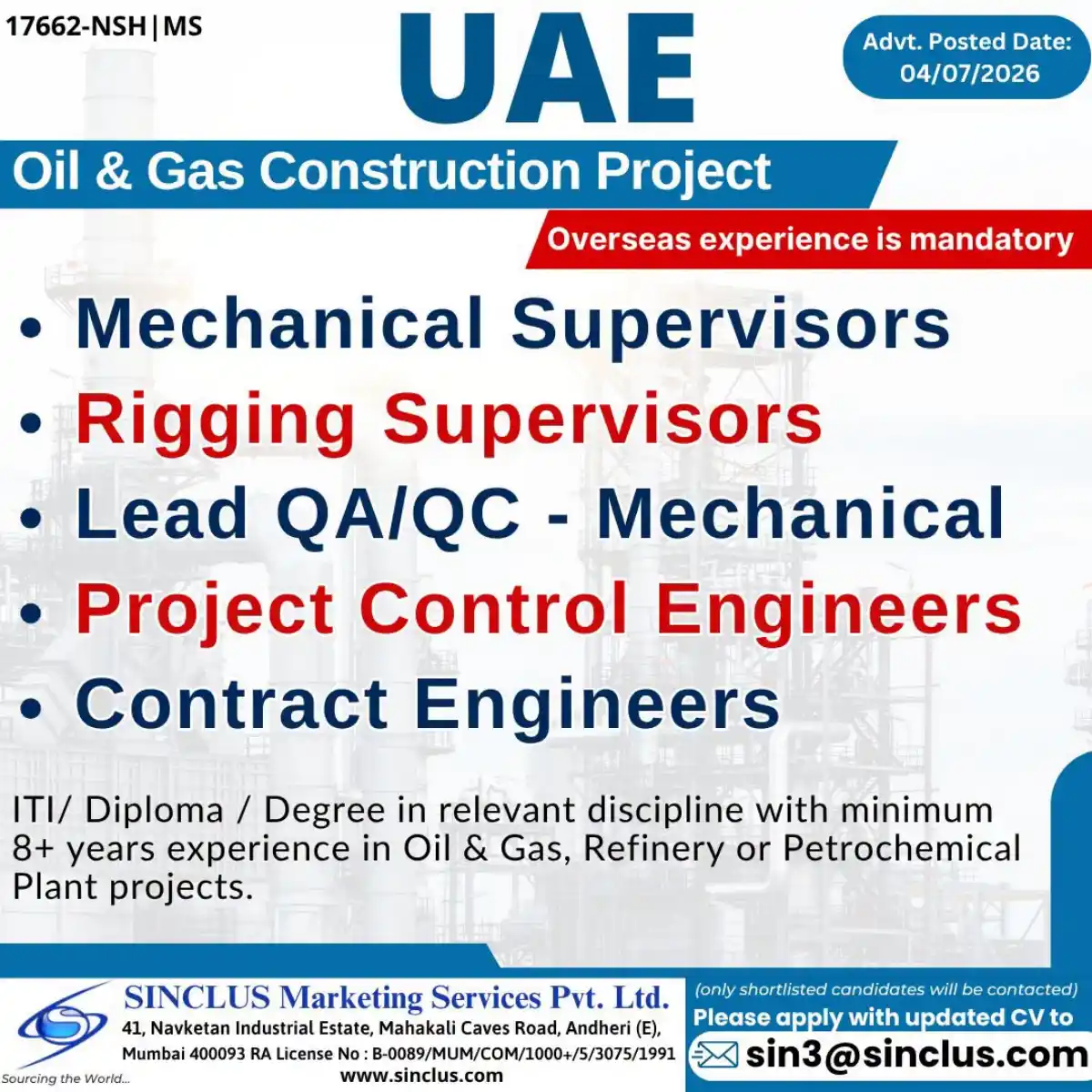 UAE Oil & Gas Construction Jobs