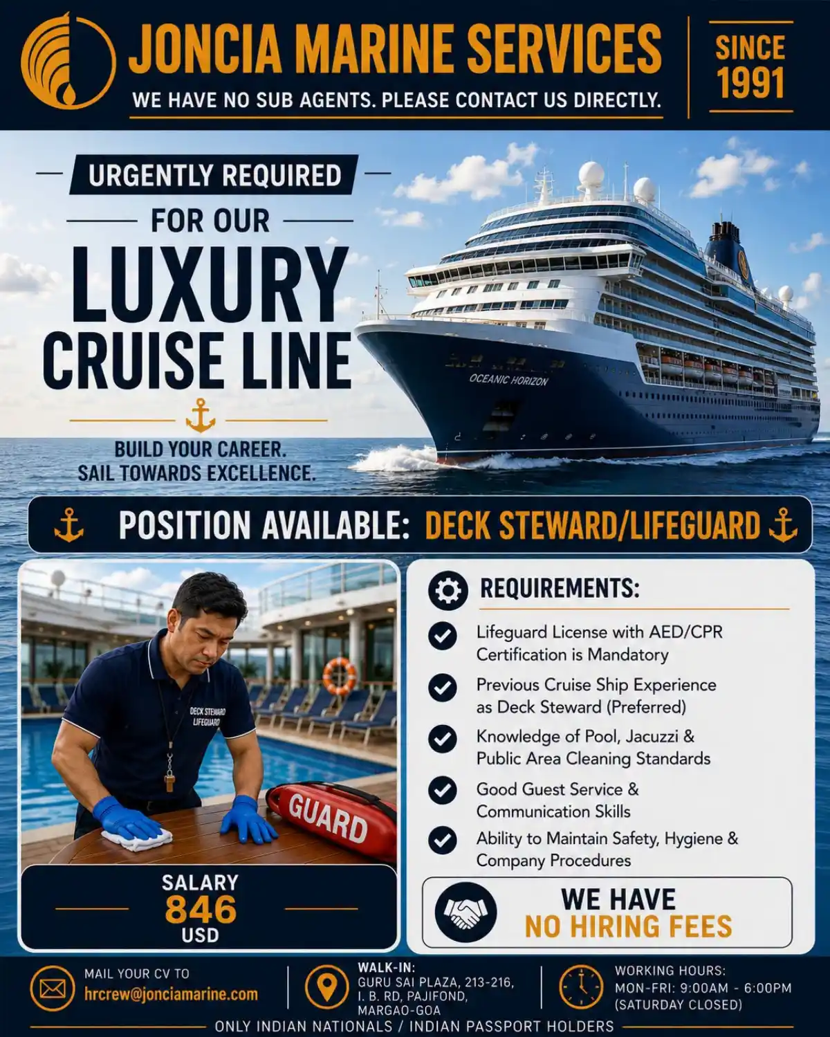 Deck Steward/Lifeguard Job